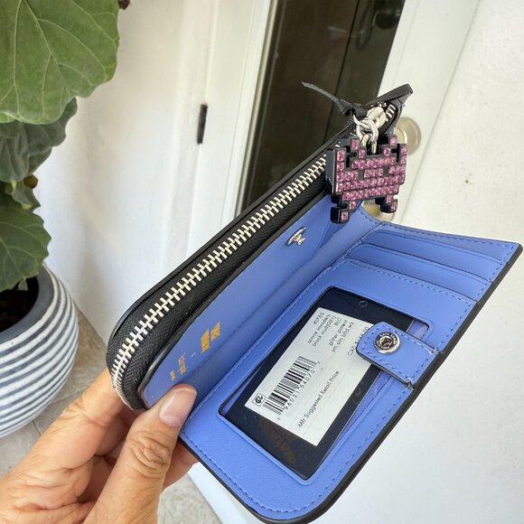 Space Invaders X Kate Spade Glitter Patent Small Slim Bifold Wallet KI755 - Picture 13 of 15